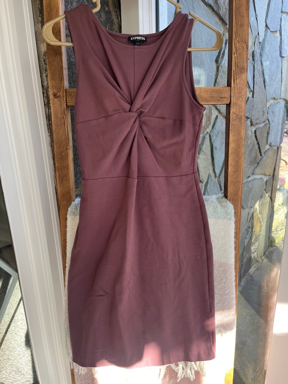 Express Mauve Twist-Front Midi Dress
